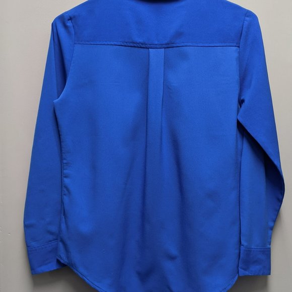 Apt. 9 Royal blue blouse long sleeves XSP Vtg. button down pleats pockets - Picture 2 of 5